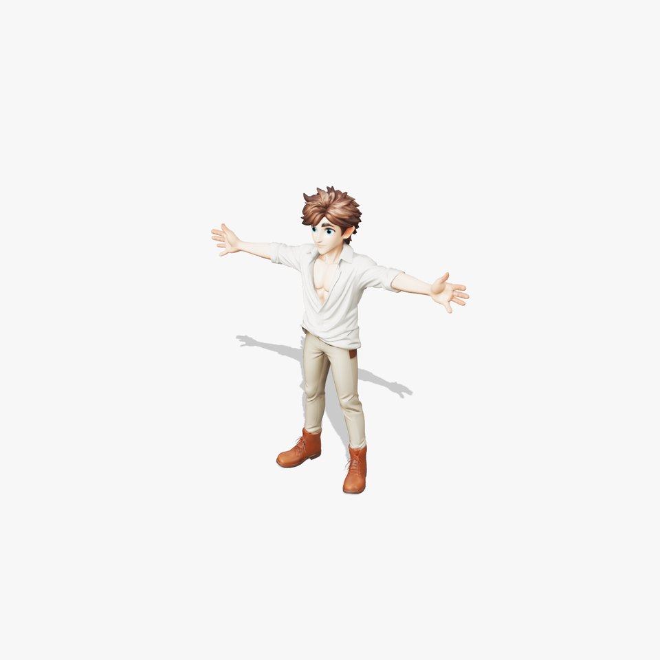 Adventurous Young Male Character in Casual Outfit