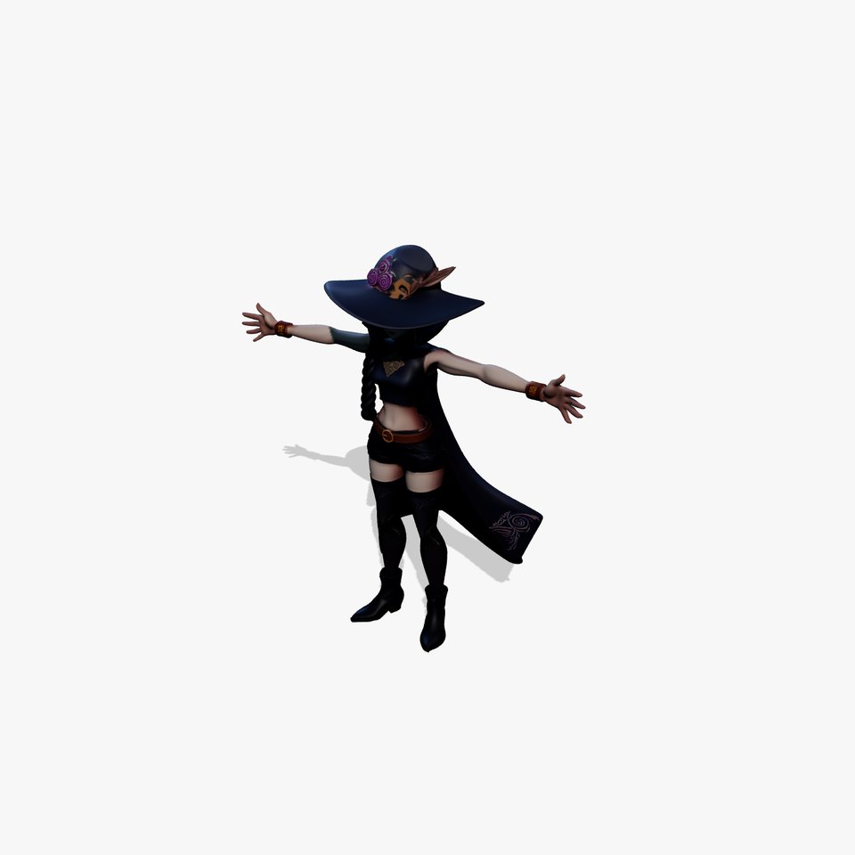 Stylized Confident Female Character in Magical Forest