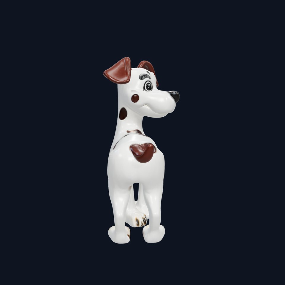 Cartoon Dalmatian Dog 3D Character Model