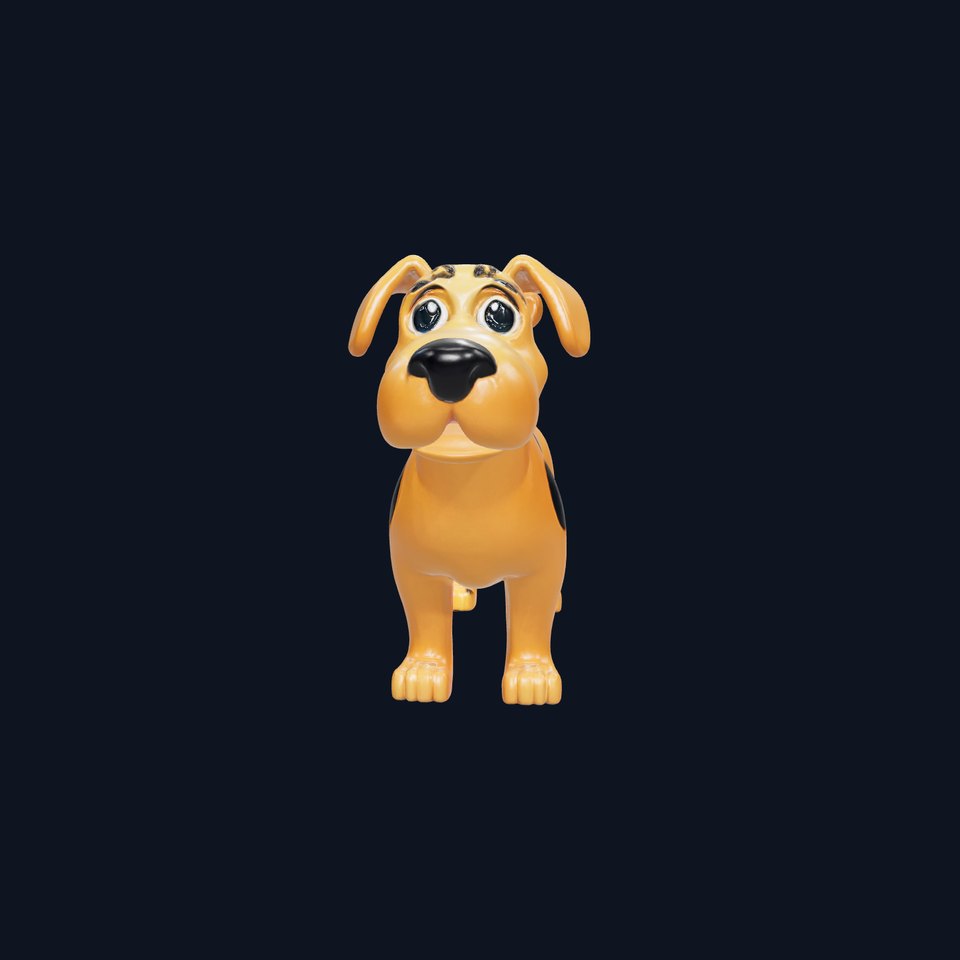 Cartoon Spotted Dog Realistic 3D Model