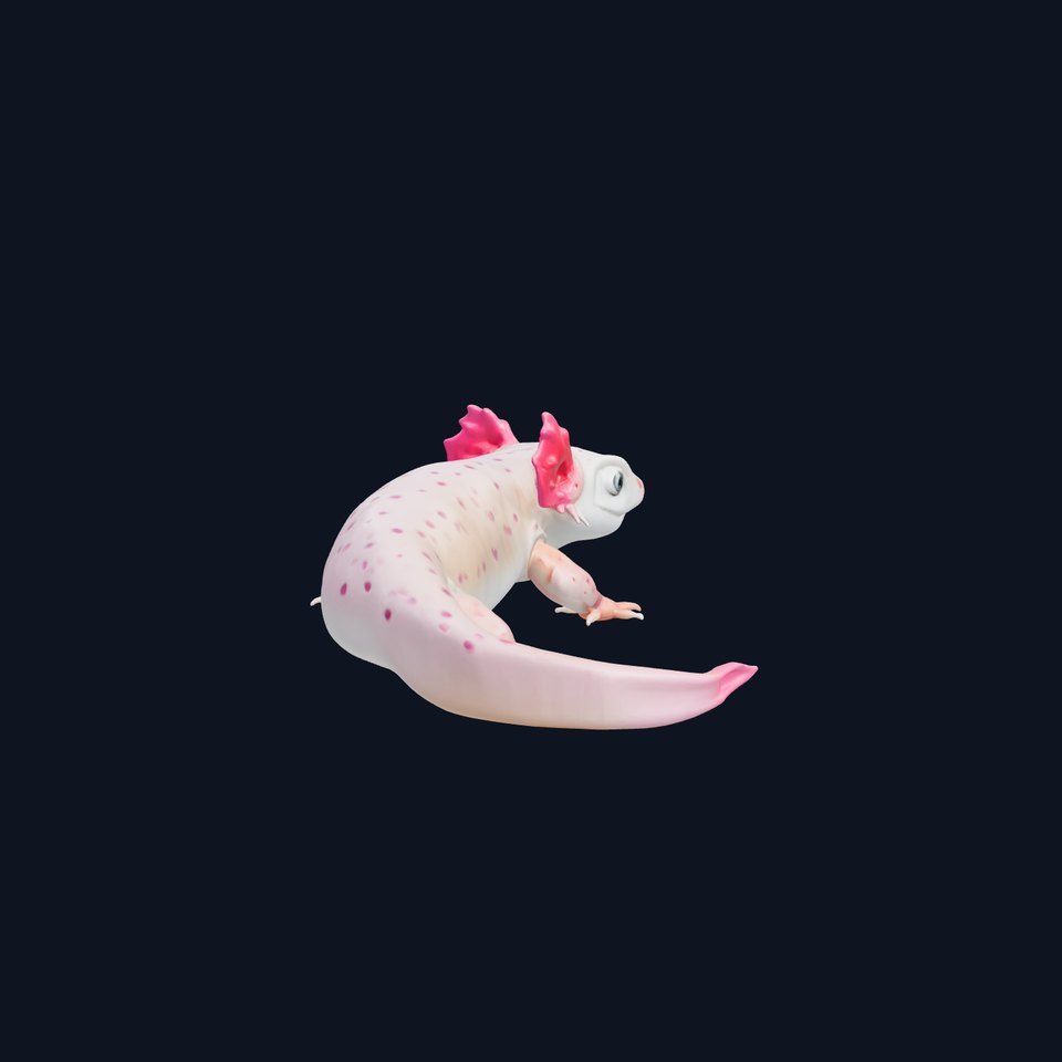 Axolotl Amphibian Creature Realistic 3D Model