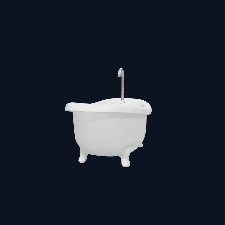 Cartoon Bathtub with Rounded Edges and Fun Bubbles