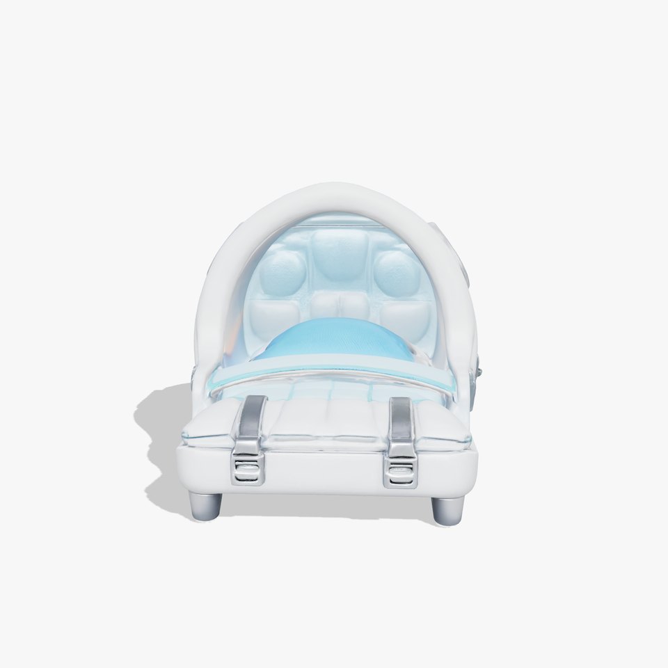 Astronaut Capsule Bed with Porthole Silver Upholstery
