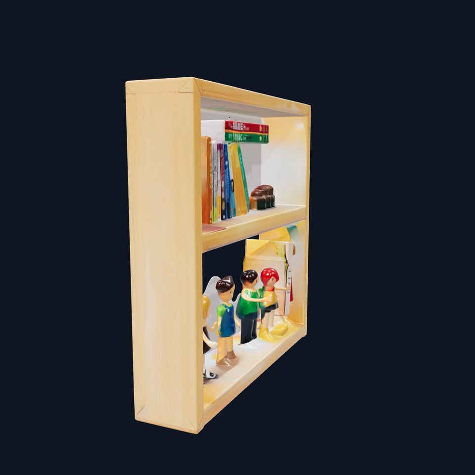 Children Bookshelf with Figurines Model