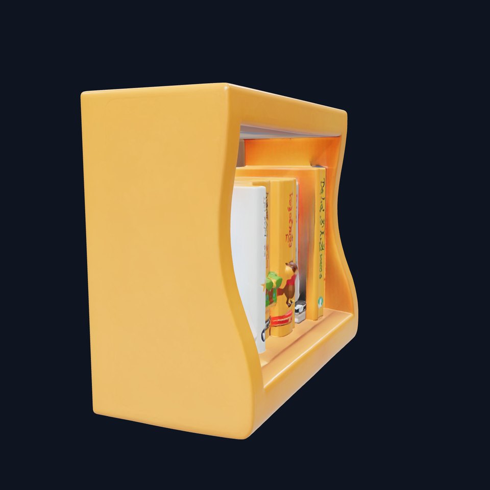 Curved Bookshelf Model with Storybook Collection