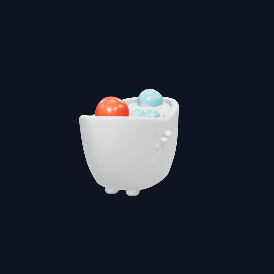 Cartoon Bathtub with Bubbles and Rounded Shape