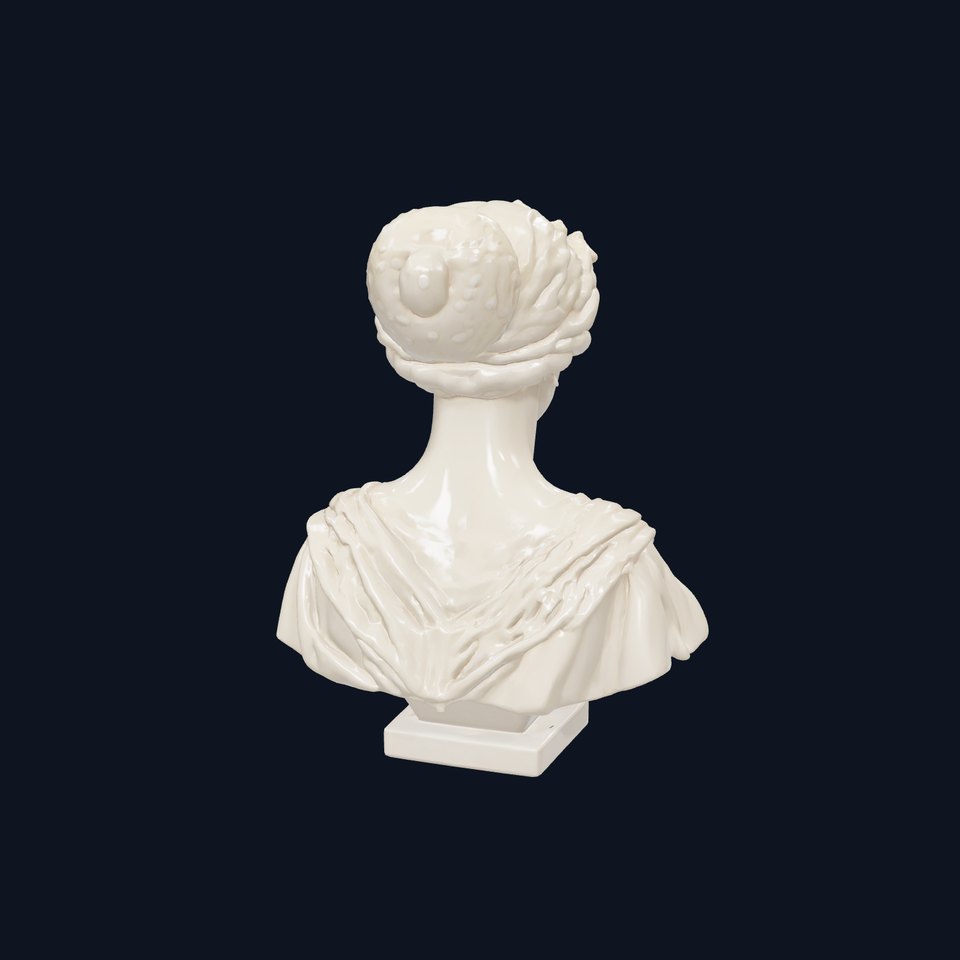 Roman Matron Bust with Elegant Robe and Ornate Headpiece