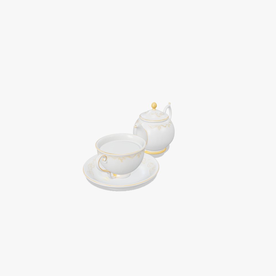 Elegant Vintage Porcelain Tea Set with Floral Engravings