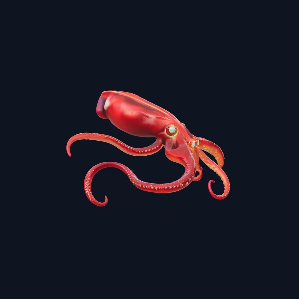 Vampire Squid 3D Model with Glowing Eyes