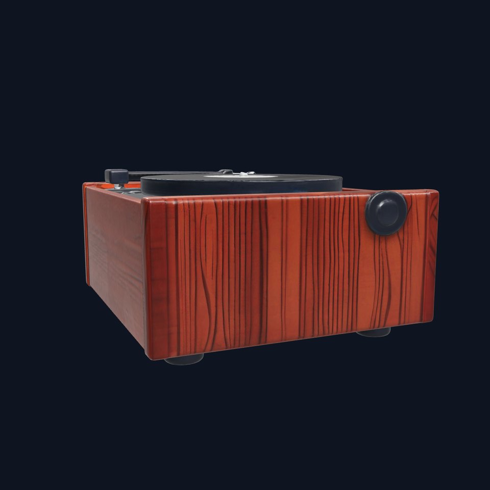 Vintage Record Player with Wooden Exterior and Rotary Dial