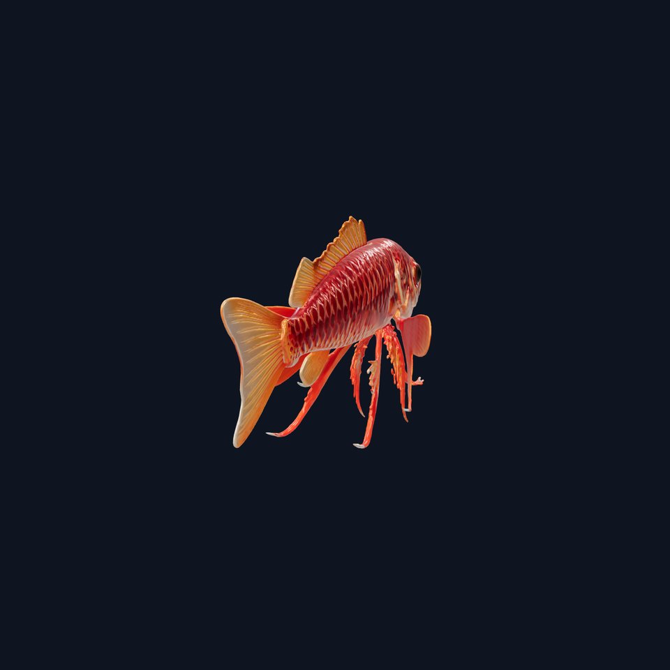 Red Handfish with Hand-Like Fins 3D Model