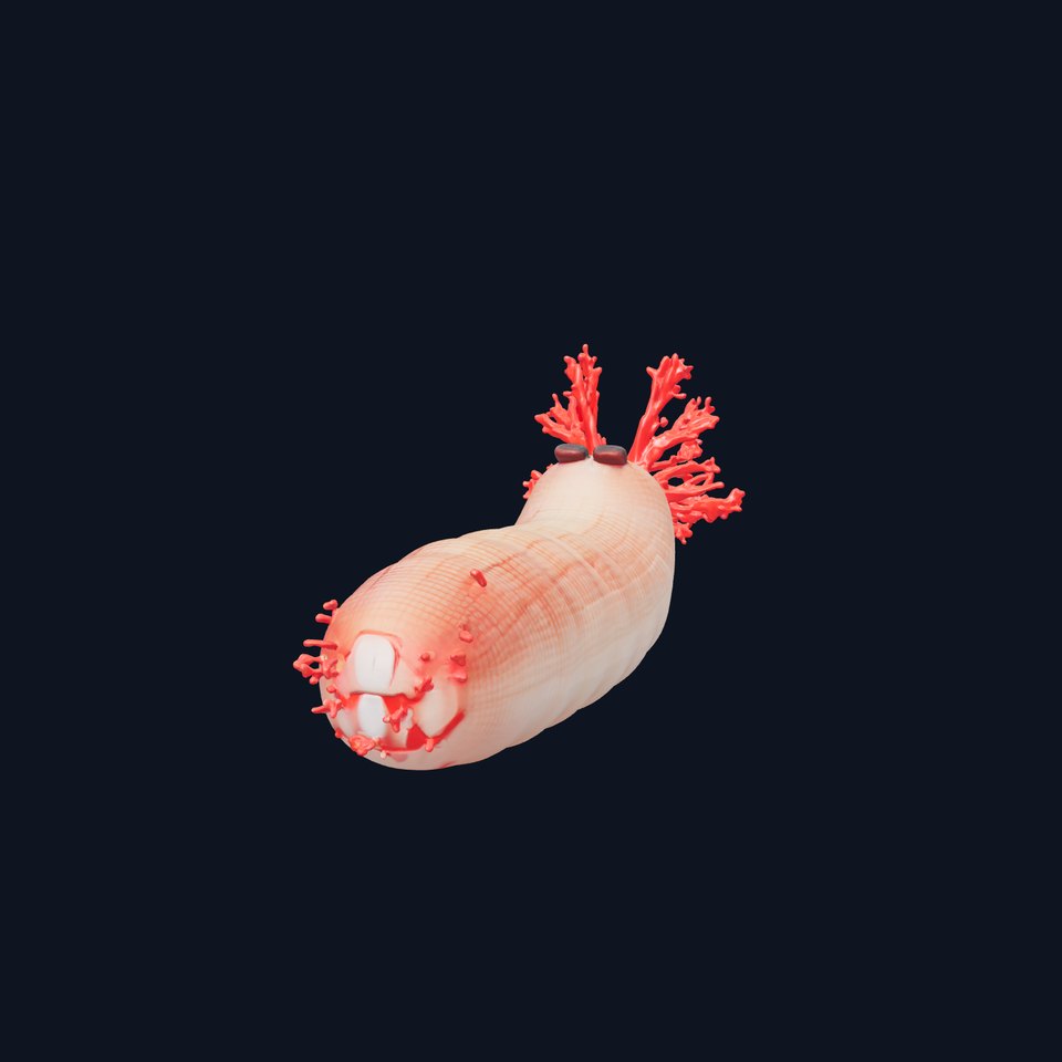 Giant Tube Worm with Red Plume and Bacteria Model
