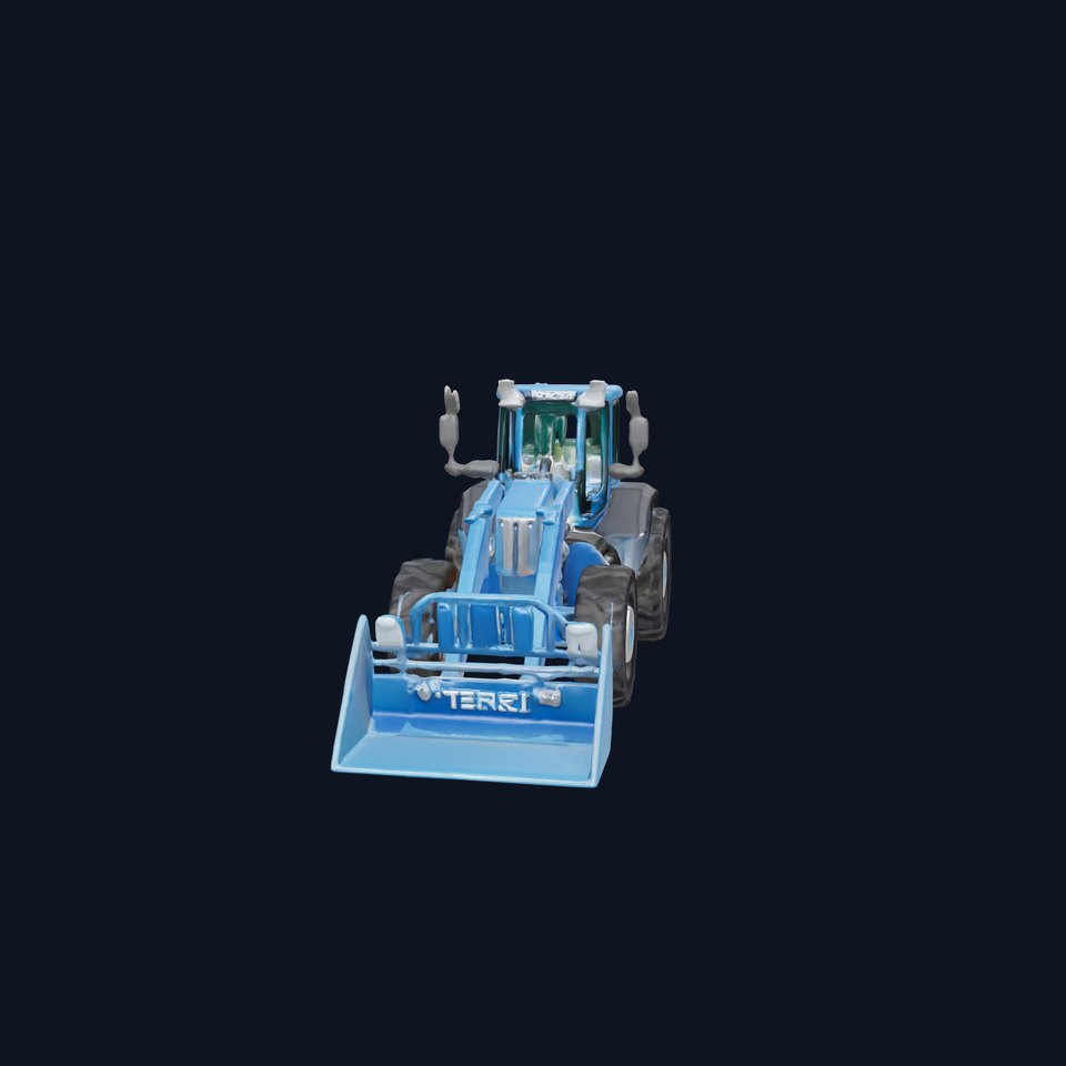 Modern Blue Loader with Glossy Finish and Aligned Bucket