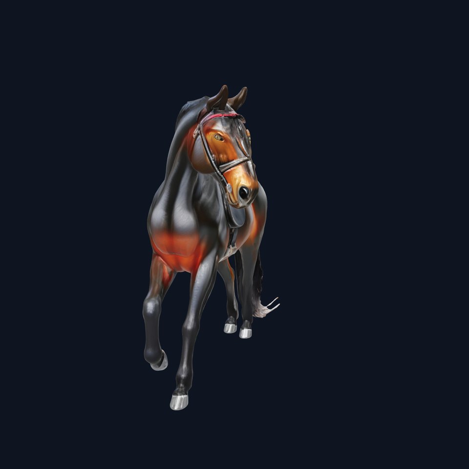 Elegant Black Saddlebred Horse Model with Saddle