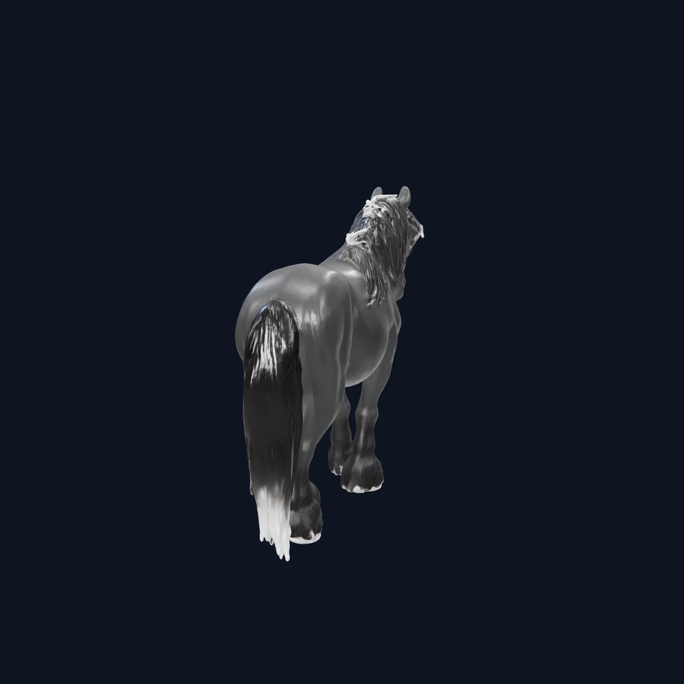 Black Clydesdale Horse 3D Model with Dark Coat
