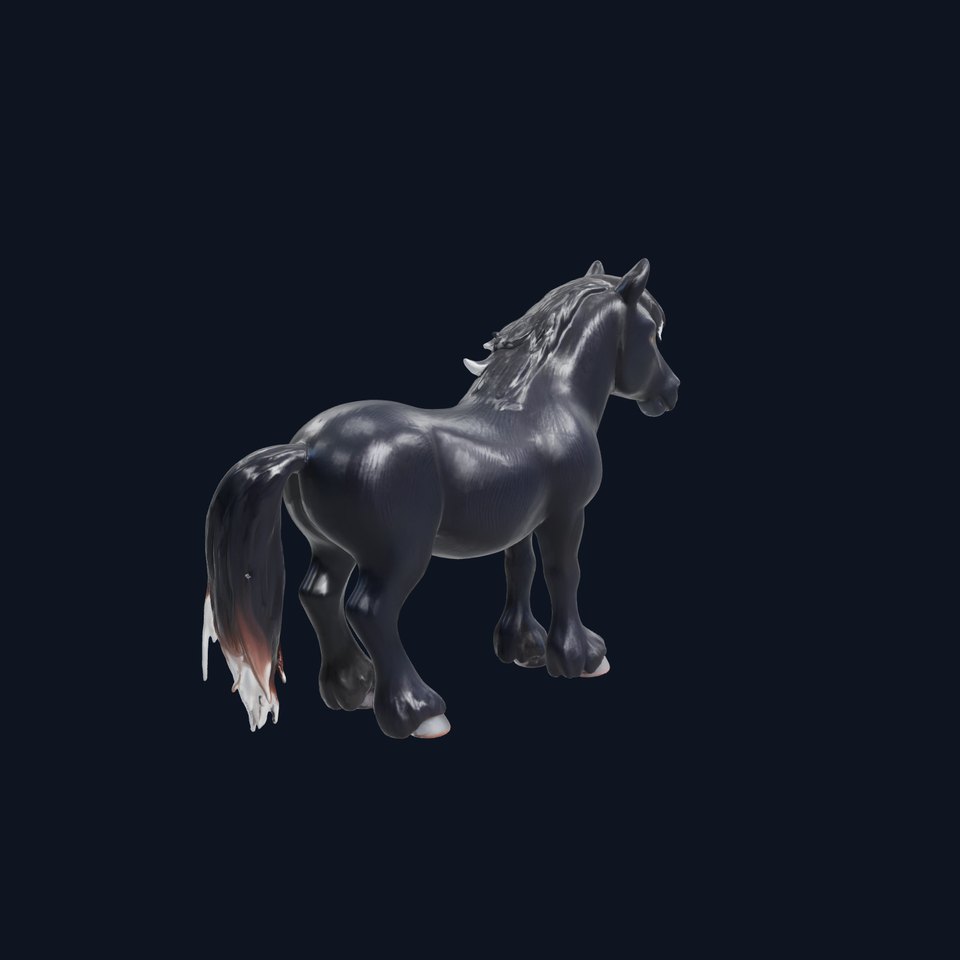 Black Welsh Pony 3D Model with Miniature Elegance