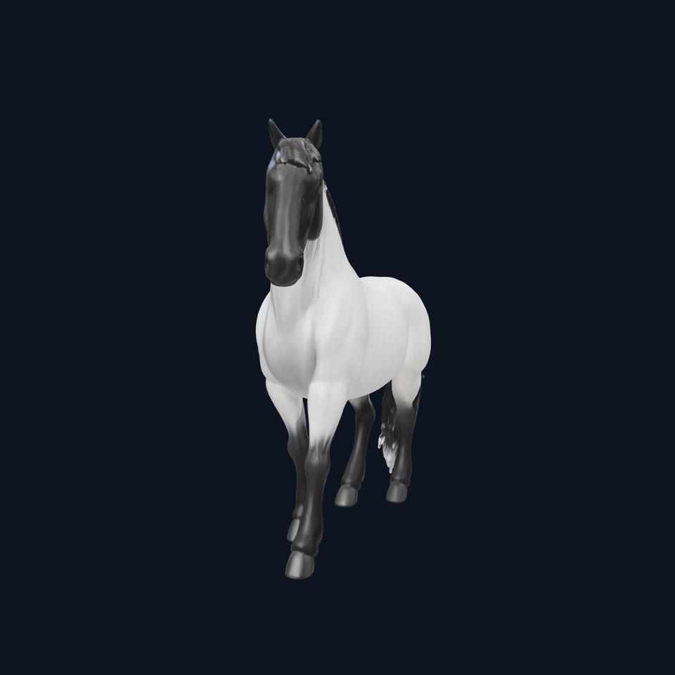 Black Percheron Horse 3D Model with Impressive Stature and Strength