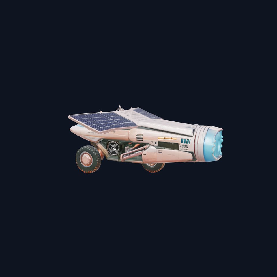 Futuristic Hover-Tractor with Solar Panels and Blue Lights