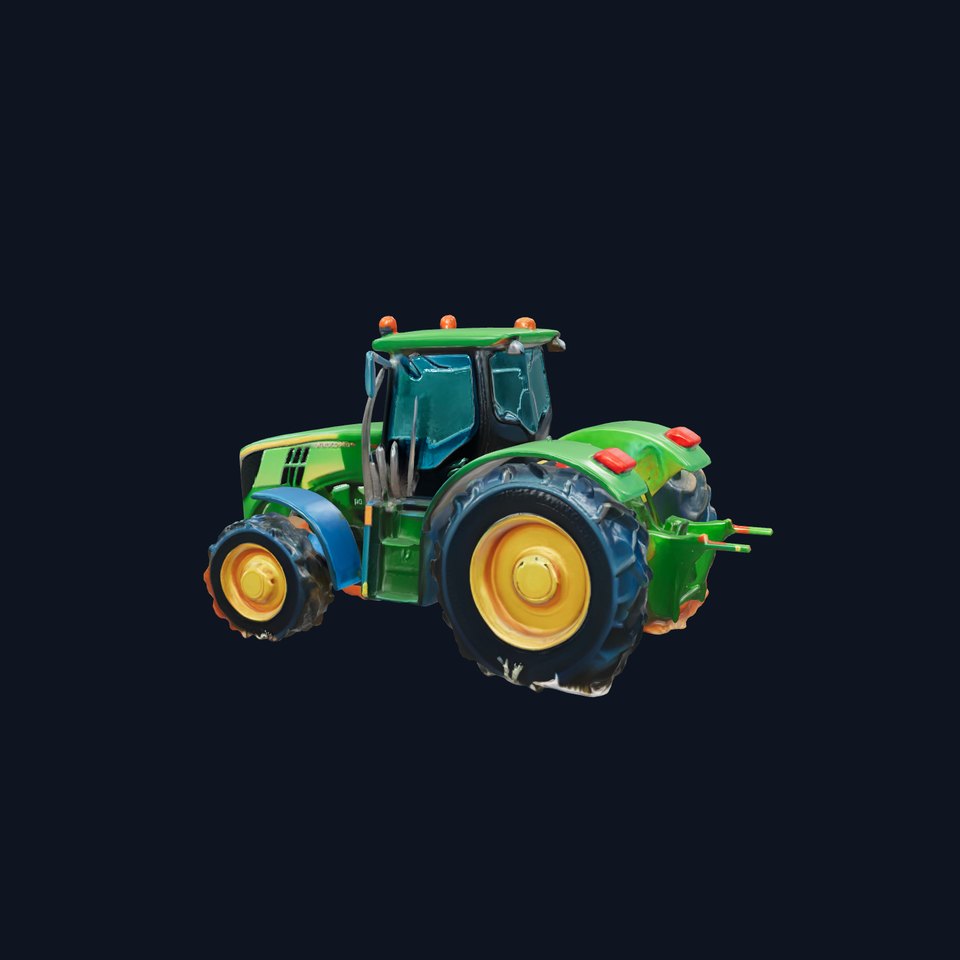 Farming Tractor 3D Model with Detailed Textures