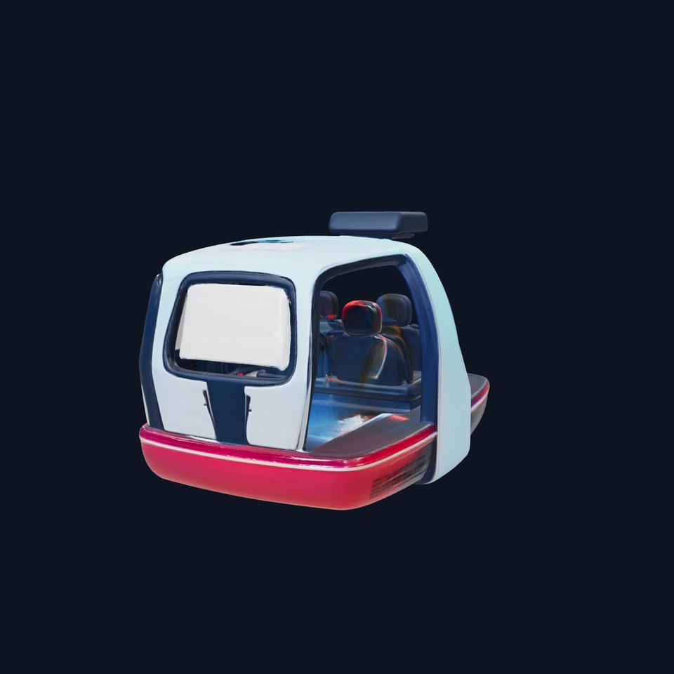 Futuristic Gravity Taxi 3D Model with Holographic Seating