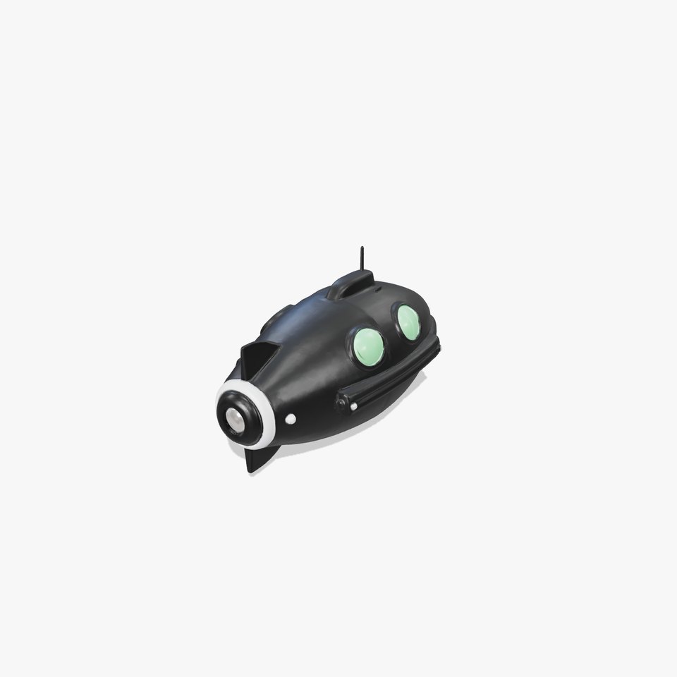 Futuristic Underwater Taxi Submarine with Green Portholes