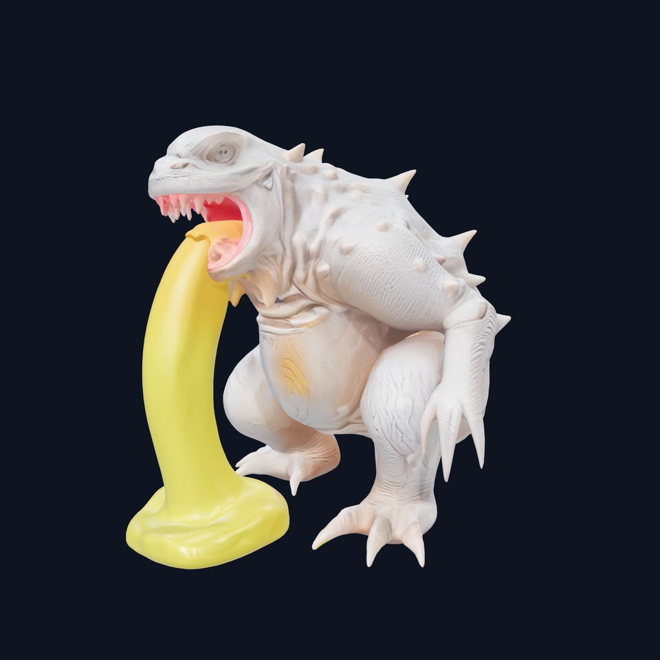 Glowing Slime Monster with Multiple Mouths