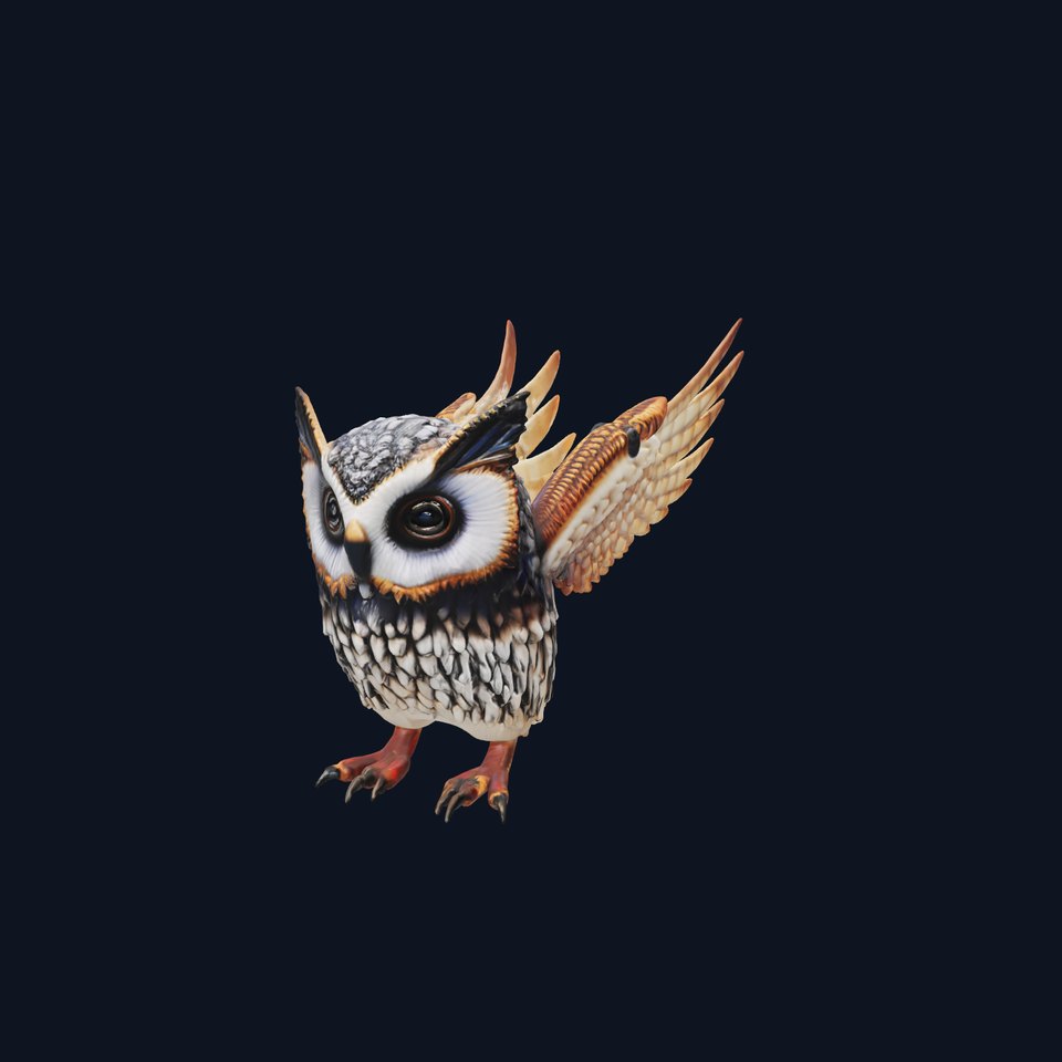 Space Owl Navigator with Stellar Eyes and Gravity Wings
