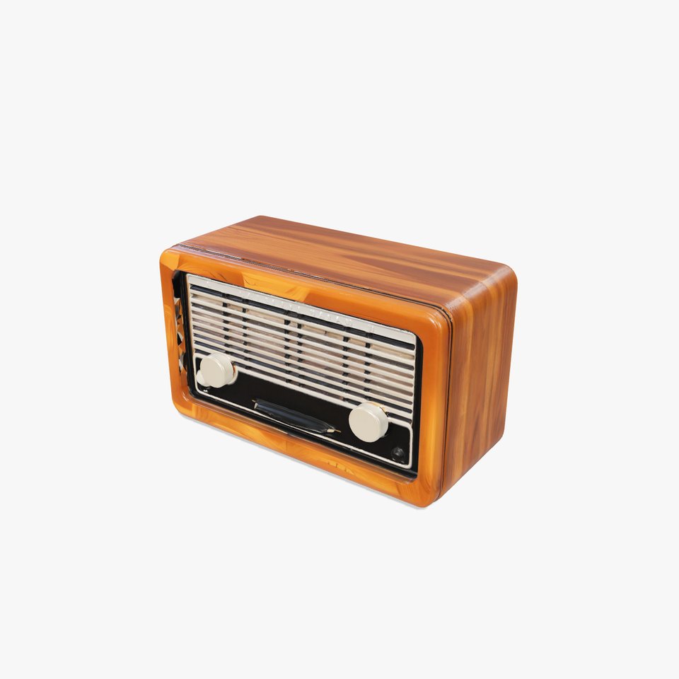 Vintage Wooden Radio with Rotary Dials and Grill