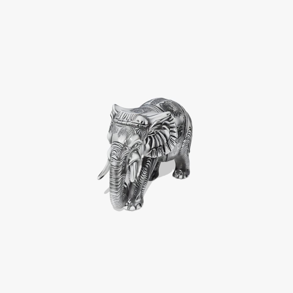 Metallic Elephant Paperweight Model with Intricate Detailing