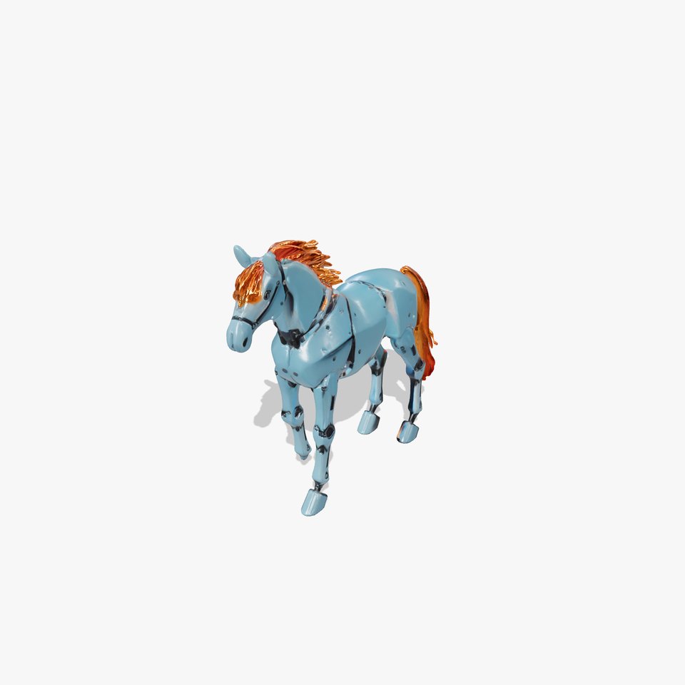 Futuristic Mechanical Horse with Neon Mane