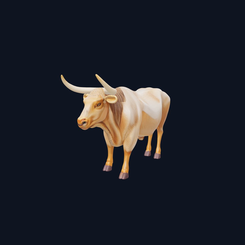 Majestic Bull with Detailed Horns and Realistic Skin Texture