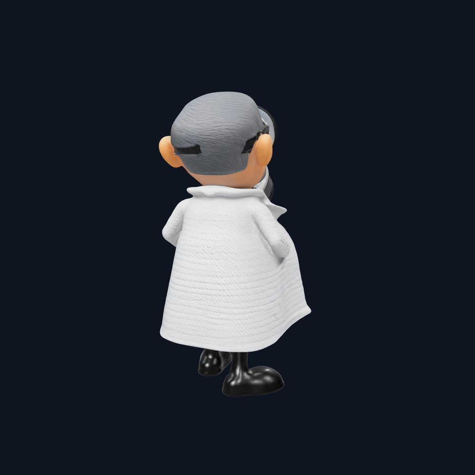 Cartoon Scientist Character with Gas Mask