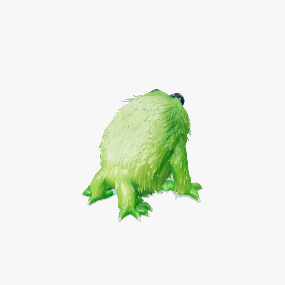 Cute Green Furry Monster Creature Model
