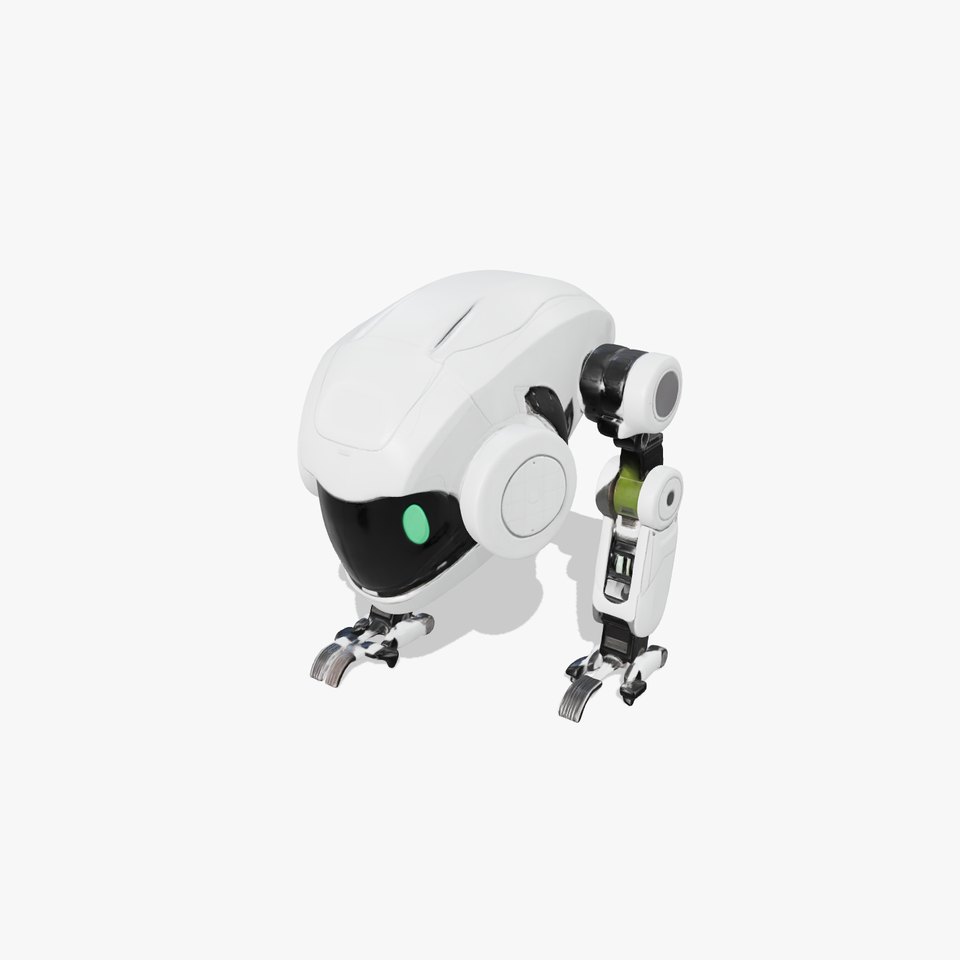 Futuristic Humanoid Robot with Green Glowing Eye