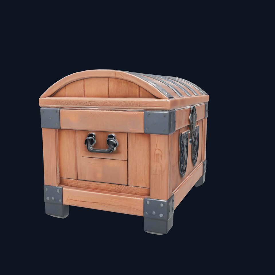 Medieval Treasure Chest with Iron Reinforcements