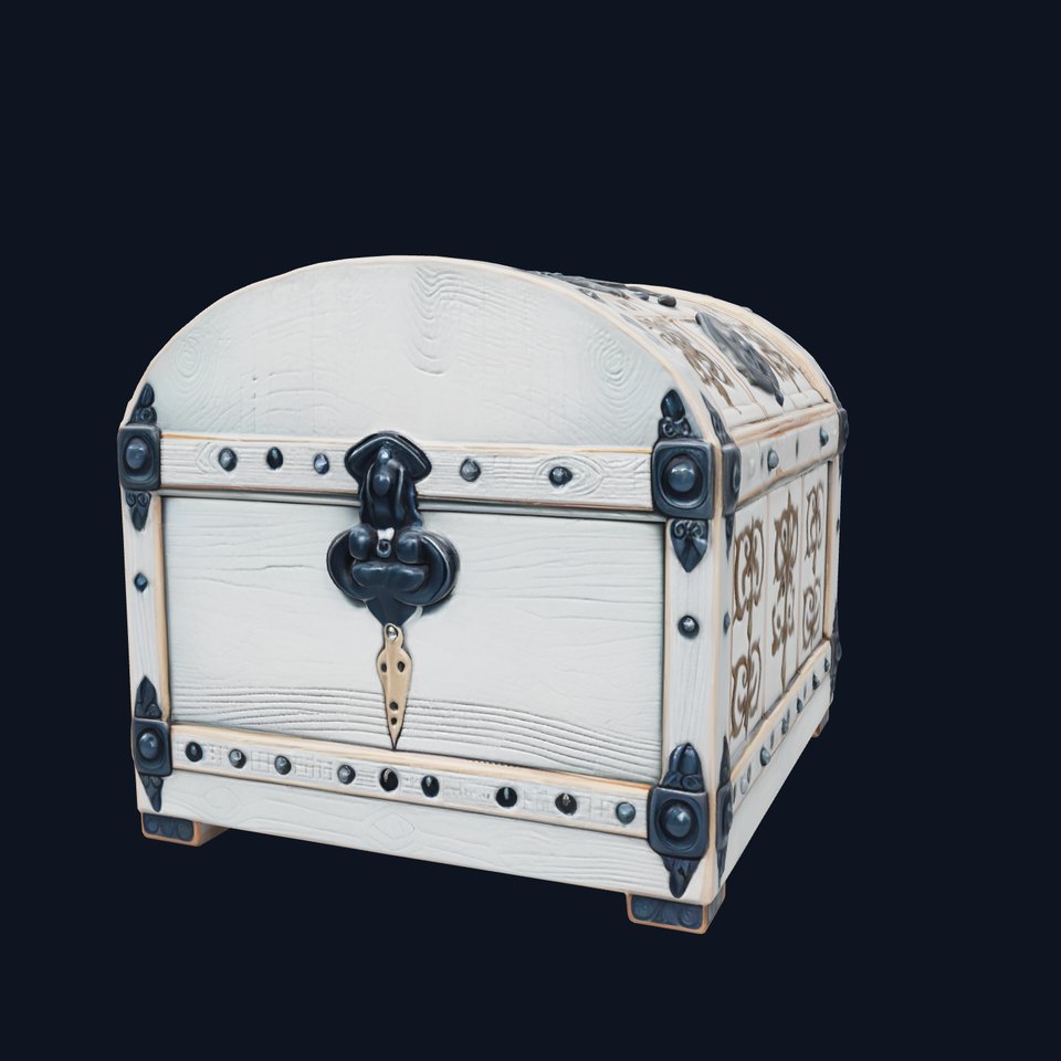 Fantasy Nordic Treasure Chest with Runic Carvings