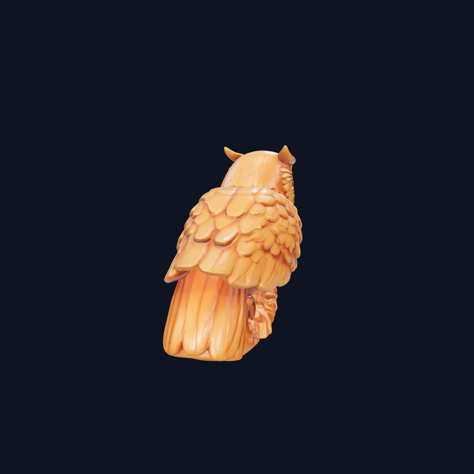 Elegant Owl Carving Decor Model Pack