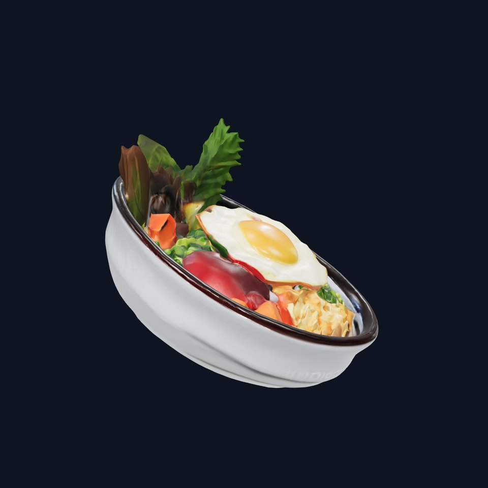 Korean Bibimbap Bowl 3D model pack