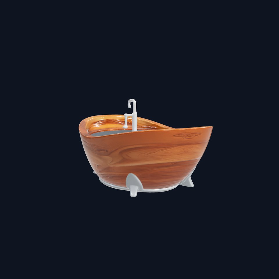 Futuristic Wooden Bathtub Model Pack