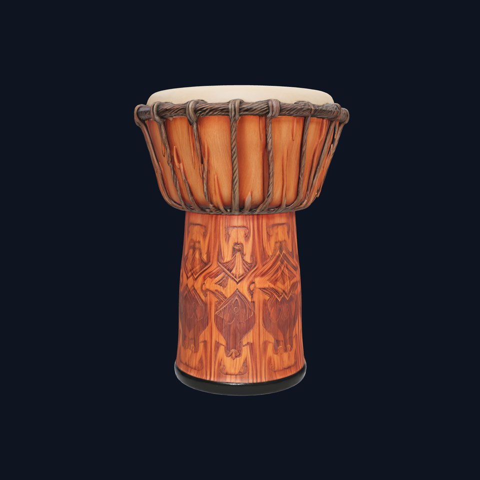 Traditional Djembe Drum Carved Wood model pack