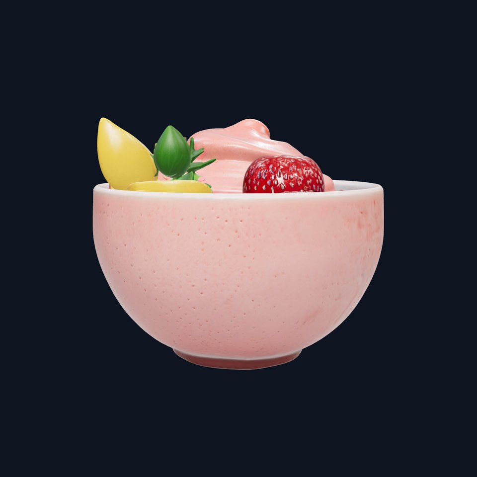 Tropical Smoothie Bowl 3D Model Pack