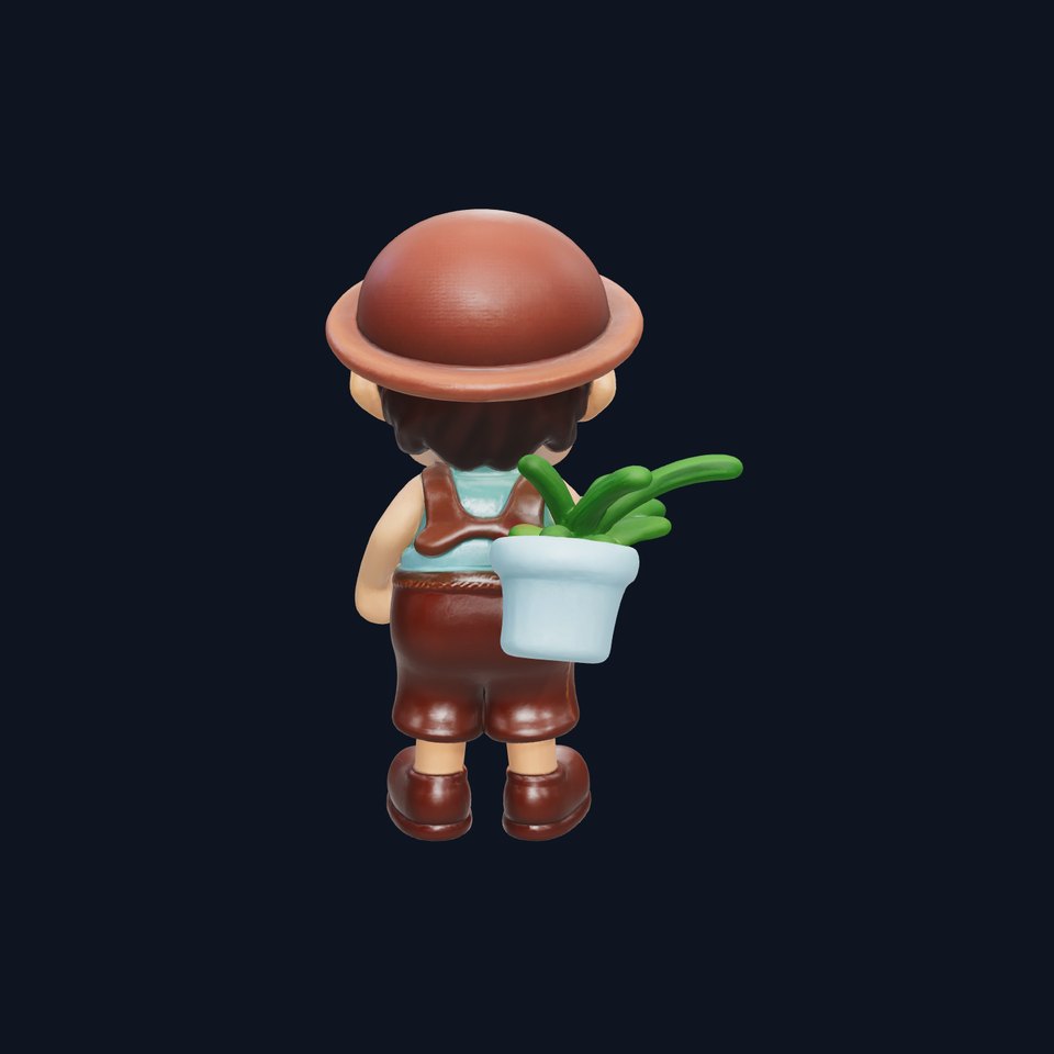 Cartoon Gardener Figurine model pack