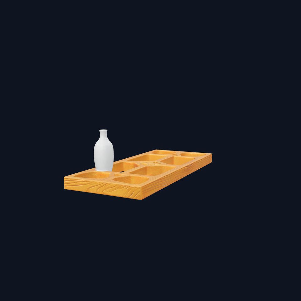 Modern Wooden Wall Shelf with Vase model pack