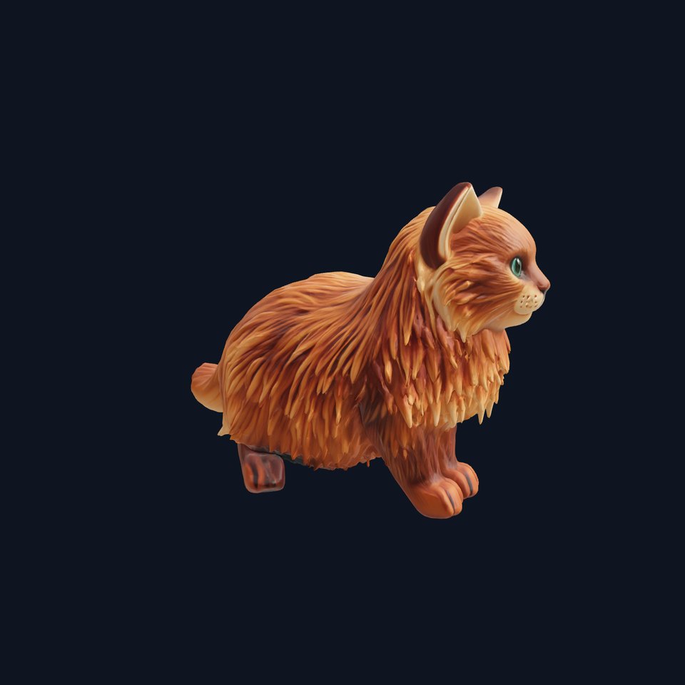 Fluffy Cat Toy Figurine model pack