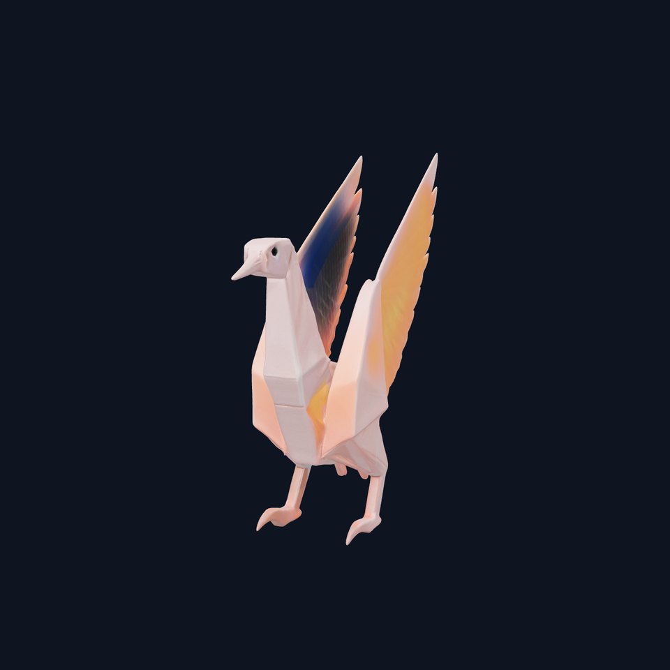 Stylized Origami Bird with Glowing Feathers model pack