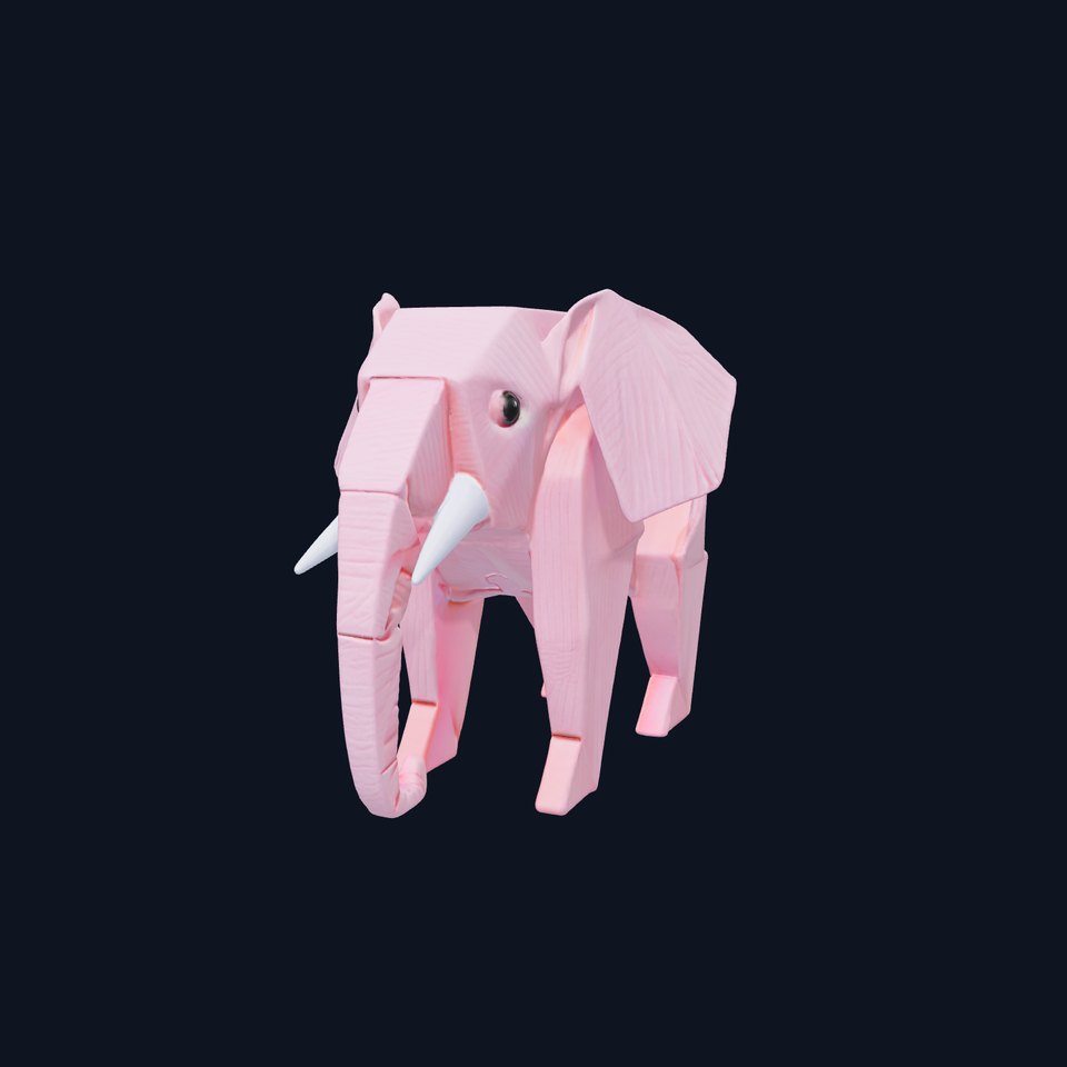 Origami Elephant Model Pack with Detailed Creases
