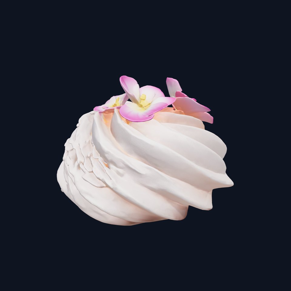 Meringue Cake with Flower Garnish model pack