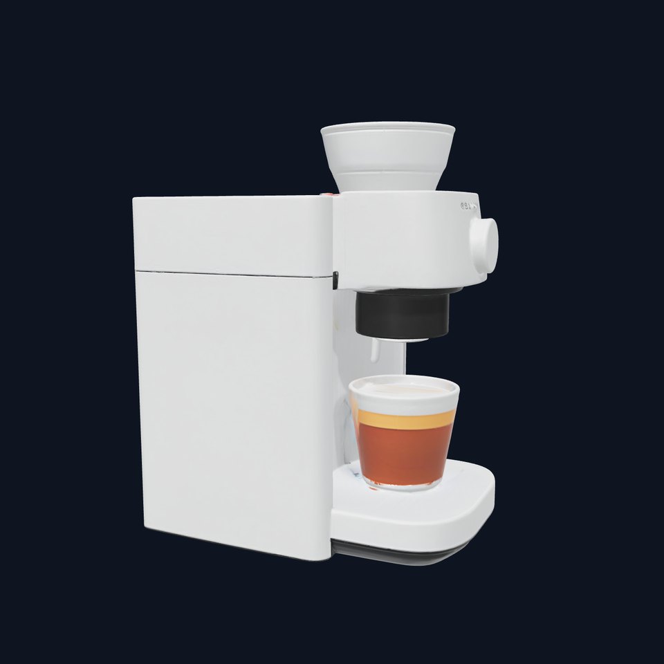 Elegant Coffee Maker 3D Model Pack with Brushed Stainless Steel Design
