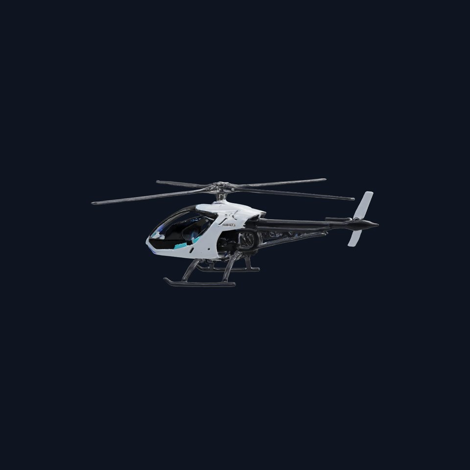 CyberHeli X-7 model pack with neon-blue underglow and AI interface