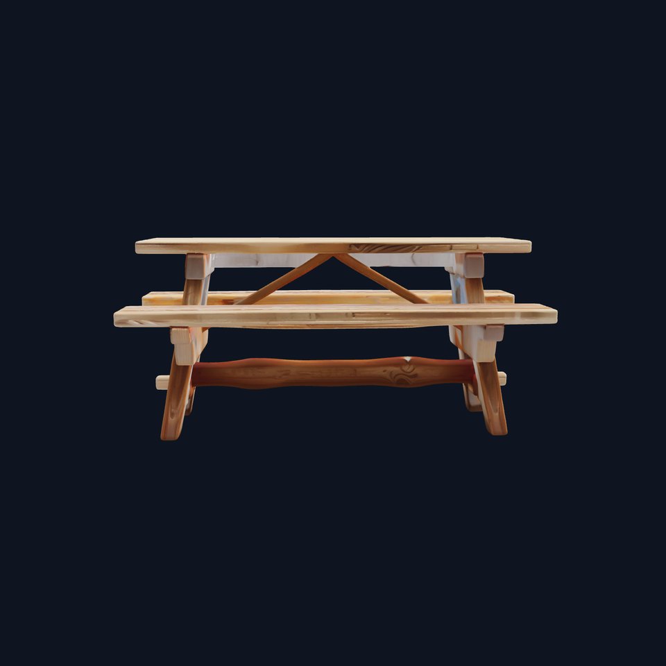 Classic Weathered Timber Picnic Table model pack